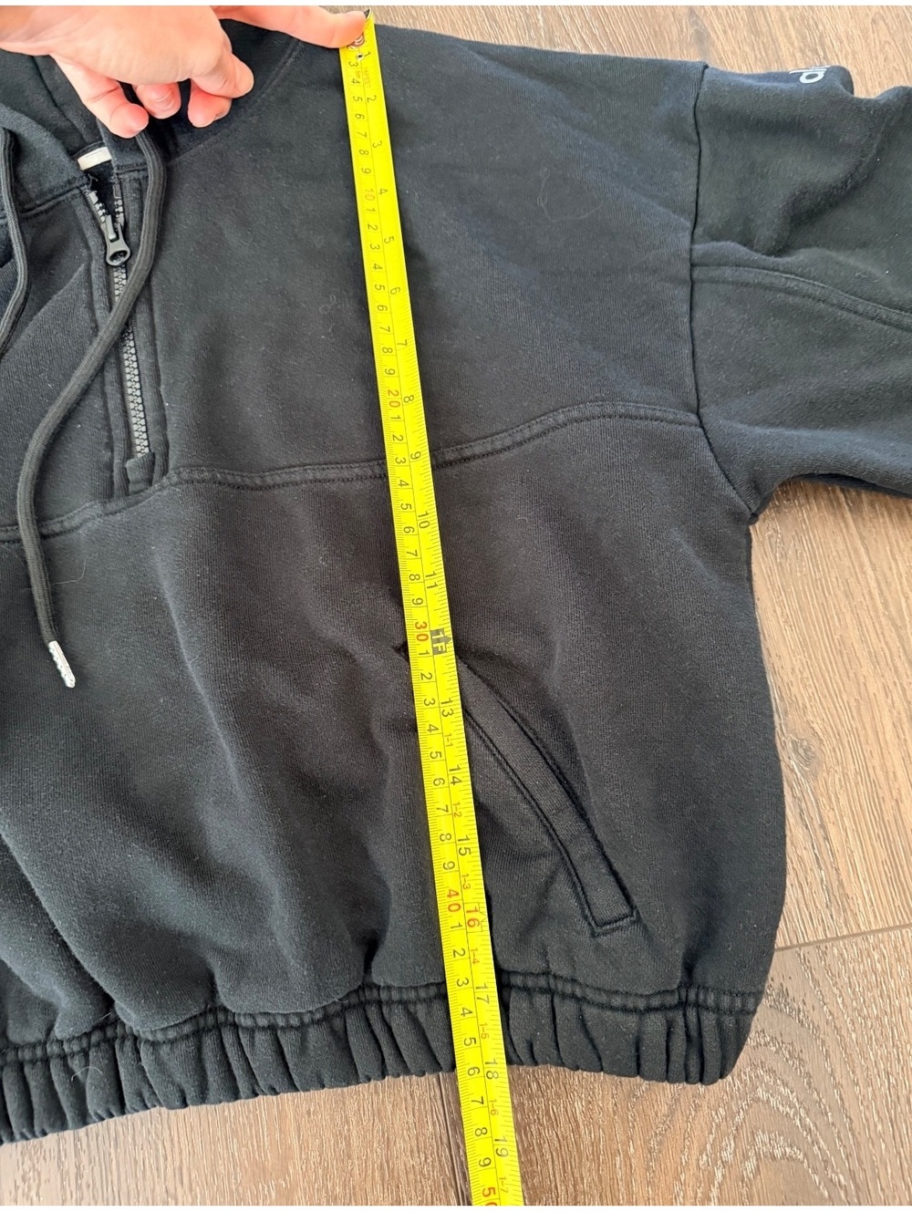 Alo Yoga Refresh Stadium Half Zip Hoodie Black Cropped XS - Picture 5 of 6